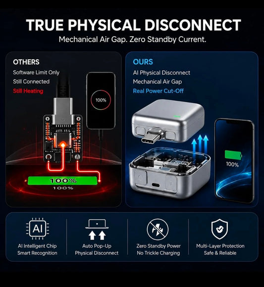 PopGuard 140W Automatic Charging Disconnector | Smart Auto Power Cut-Off Battery Guardian | Fast Charging Protector